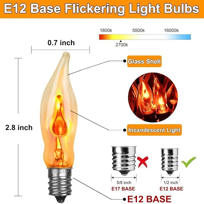 Halloween Lights 27.8 FT Flickering Flame String Lights - Image 3