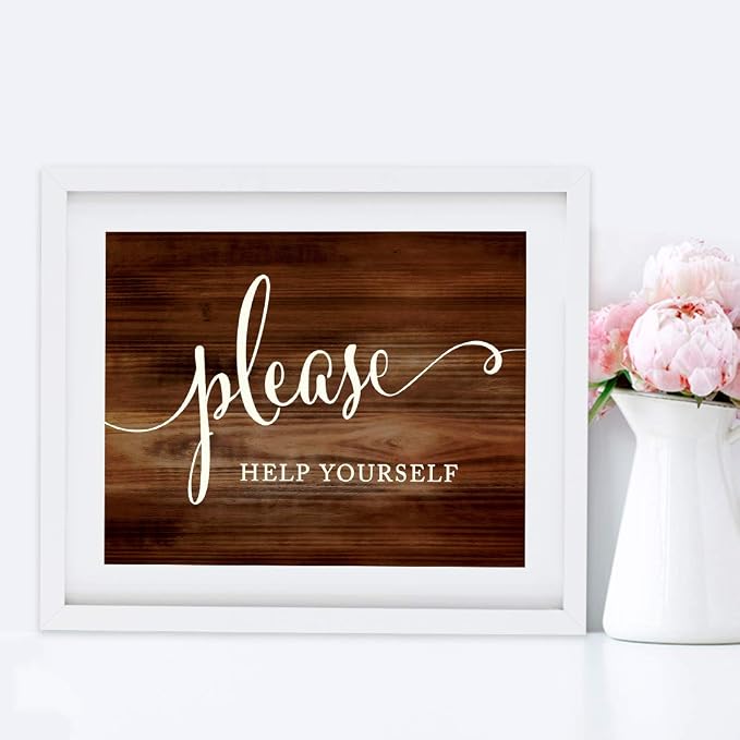 Andaz Press Wedding Party Signs, Rustic Wood Print, 8.5x11-inch, Please Help - Image 5