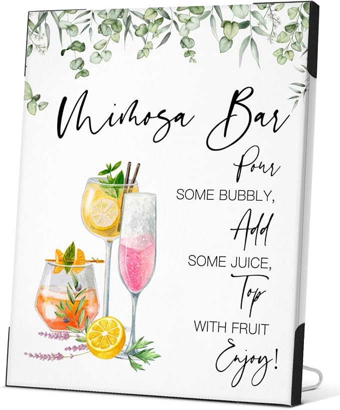 Mimosa Bar Sign for Wedding & Party, Boho Mimosa Bar Wooden Sign for Wedding by Unknown