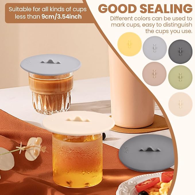 6Pcs Silicone Cup Lids, Silicone Multicolored Cup Covers, Universal Mug Cover - Image 8