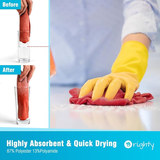 Orighty Microfiber Cleaning Cloth, 5 Pack Highly Absorbent Cleaning Rags - Image 3