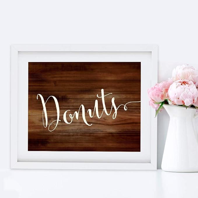Andaz Press Wedding Party Signs, Rustic Wood Print, 8.5x11-inch, Donuts - Image 5