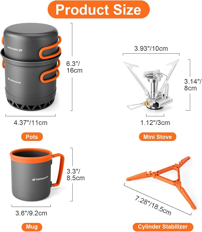 Odoland Camping Pots with Heat Exchanger Camping Cooking Set with Portable - Image 2