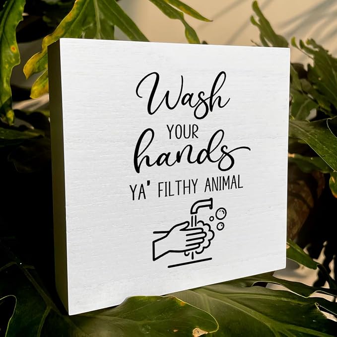 Funny Rustic Bathroom Decor Wooden Box Sign 5x5 Inch - Image 6