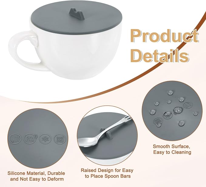 uxcell Silicone Cup Lids, Reusable Anti-Dust Tight Seal Silicone Mugs Cover - Image 3