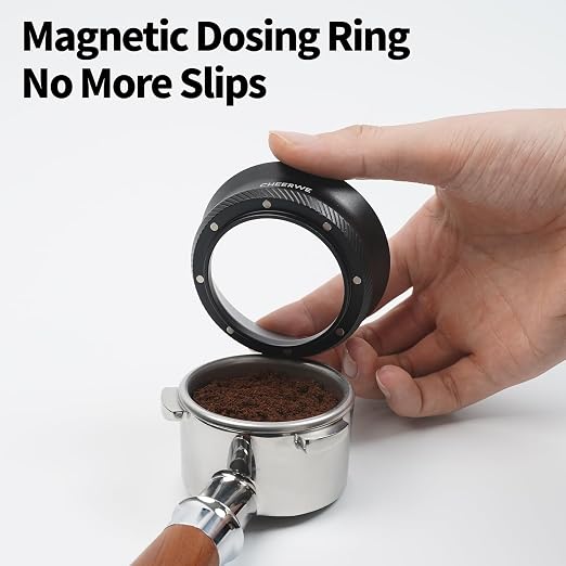 54mm Magnetic Espresso Dosing Funnel, Aluminum Coffee Ring - Image 4