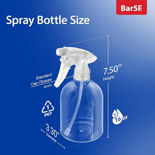 Bar5F Plastic Spray Bottle, 16 oz | Leak Proof, Trigger Handle, Adjustable Fine - Image 3