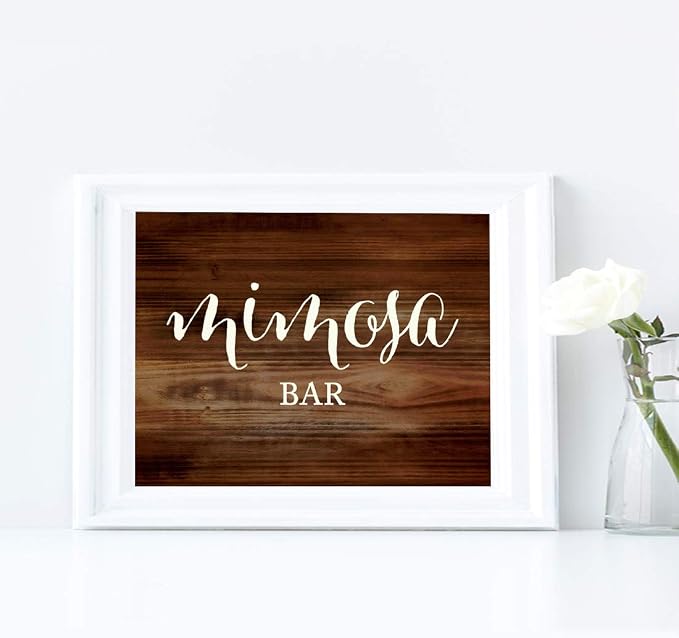 Andaz Press Wedding Party Signs, Rustic Wood Print, 8.5x11-inch, Mimosa Bar Sign - Image 3