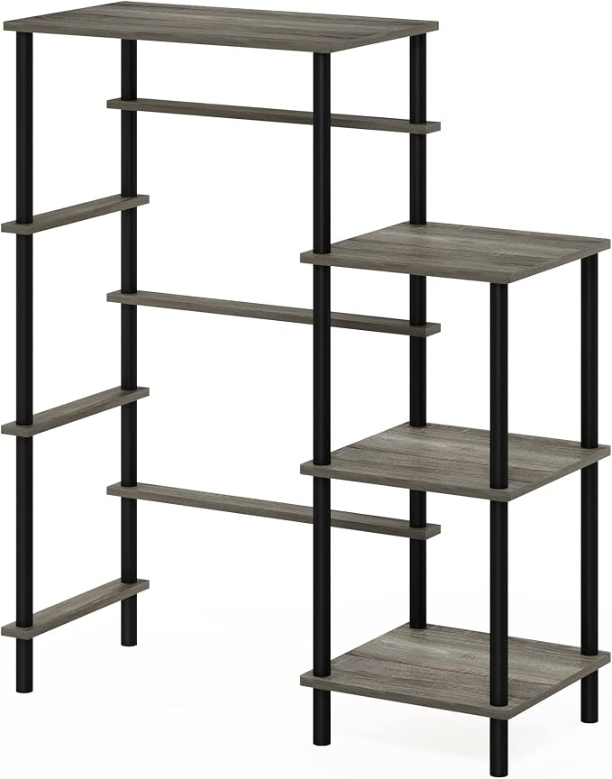 Furinno Turn-N-Tube Toolless Kitchen Storage Shelf Tall, French Oak Grey/Black - Image 6