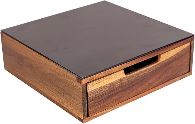 Tempered Glass and Natural Wood Coffee Pod Drawer Organizer by Teicui