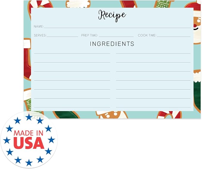 Christmas Cookie Recipe Cards / 50 Double Sided Winter Holiday Blank Recipes - Image 6