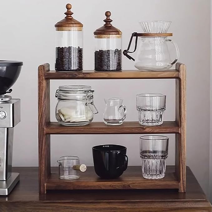 MRYBD 3-Tier Wooden Coffee Mug Display Rack Walnut Color Solid Wood Cup Holder by Unknown