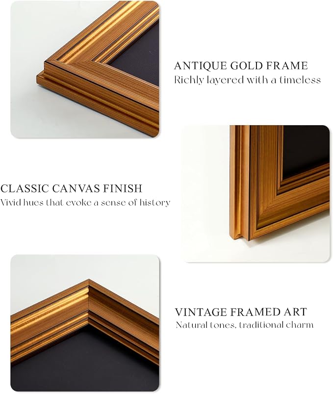 ARPEOTCY Gold Framed Canvas Art Prints, Vintage Lemons and Floral Art Painting - Image 2