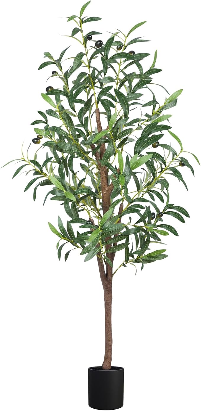 Artificial Olive Tree, 4FT Tall Faux Olive Trees 48in Outdoor Fake Potted Silk by CETRD