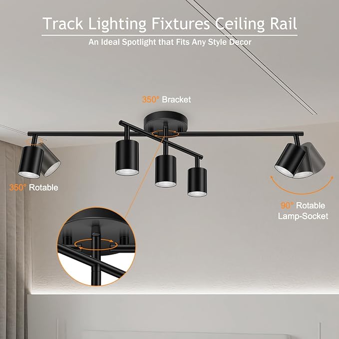 BoostArea 5 Light Track Lighting Kit, Center Swivel Track Light Heads, Flexibly - Image 2