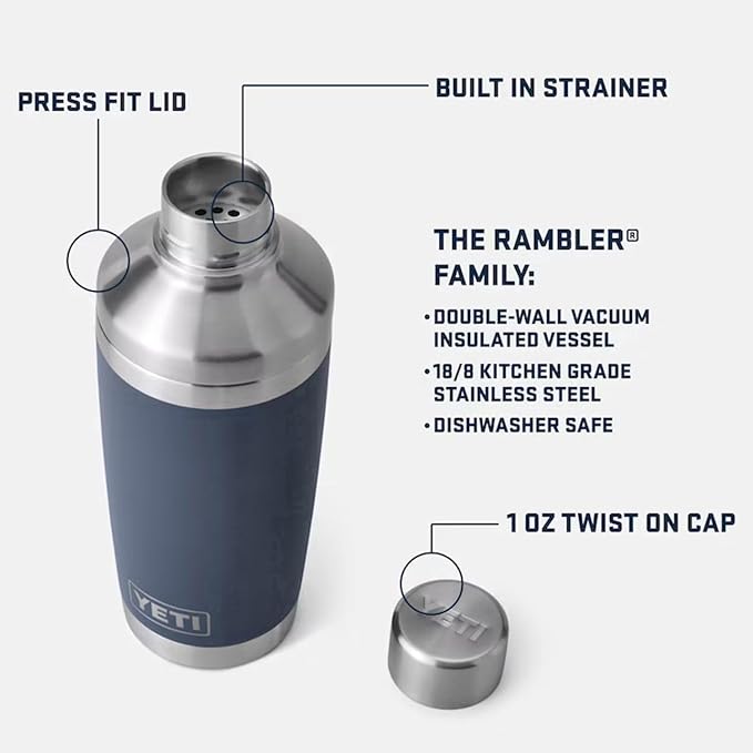 YETI Rambler 20 oz Cocktail Shaker, Stainless Steel, Vacuum Insulated - Image 2