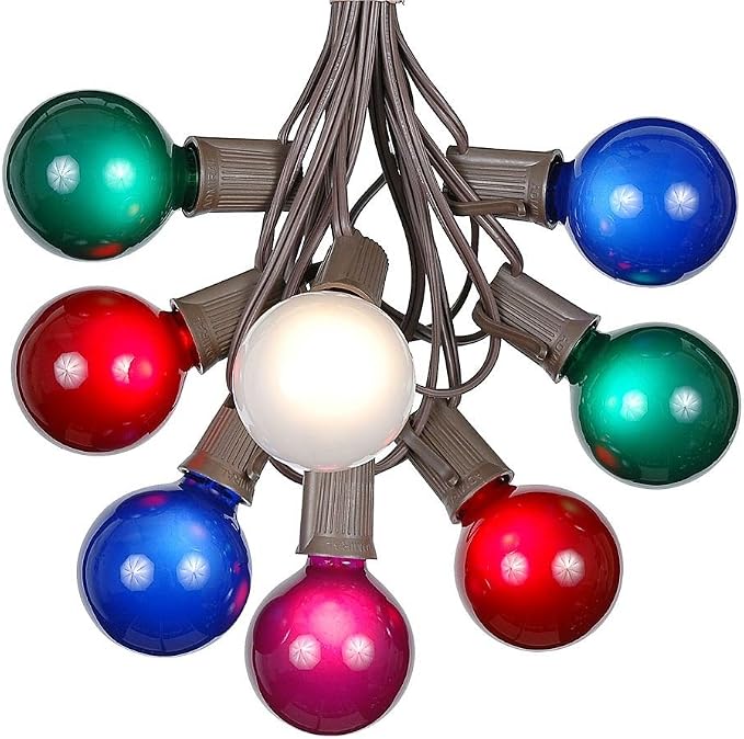 G50 Patio String Lights with 25 Multi Globe Bulbs – Outdoor String Lights – by NoveltyLights-LightExperts