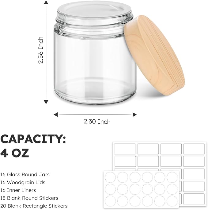 16 Pack 4 OZ Glass Jars with Lids, Small Glass Containers with Plastic - Image 3