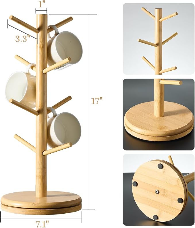 Mug Holder Tree, 360° Rotating Coffee Cup Rack - Image 7