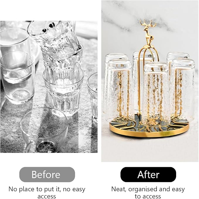 Rotating Bottle Drying Rack, Light Luxury Non-Slip Glass Cup Drying Holder - Image 5