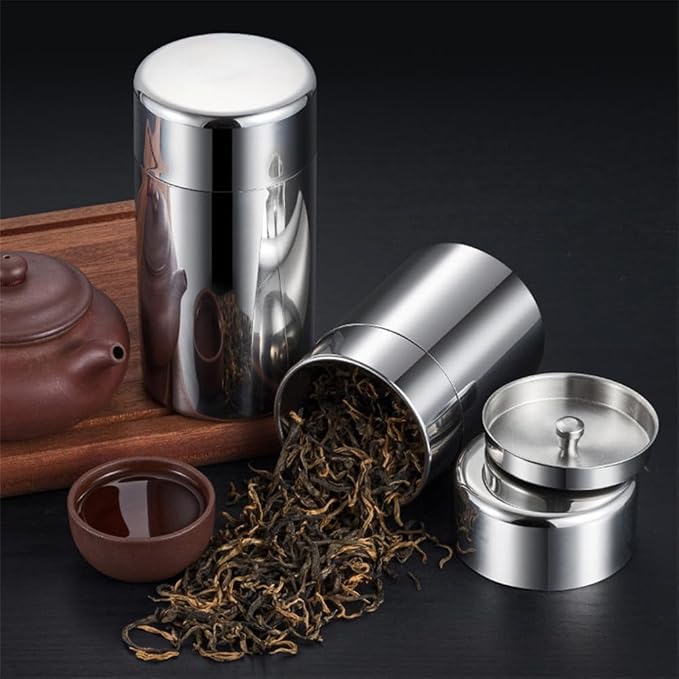 Tyenaza Tea Canister, Double Seal Stainless Steel Tea Tin Canister - Image 3