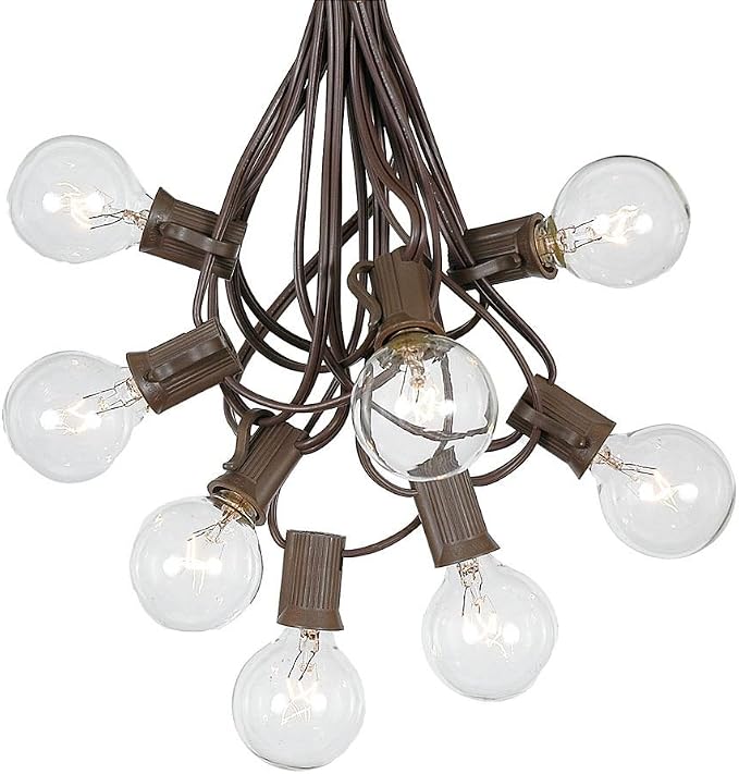 G40 Patio String Lights with 25 Clear Globe Bulbs by NoveltyLights-LightExperts