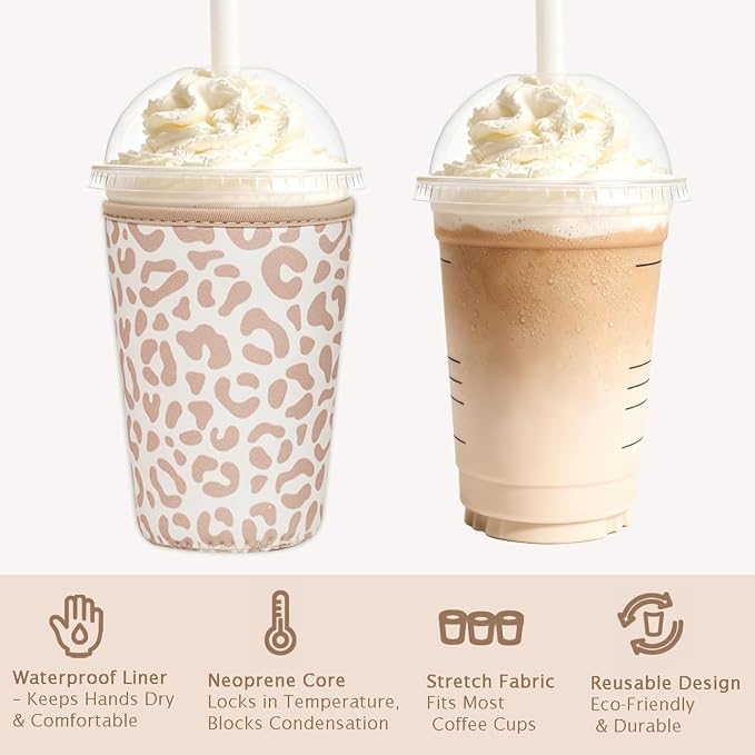 Haevola 3 Pieces Reusable Insulated Neoprene Iced Coffee Cup Sleeve, Durable - Image 6