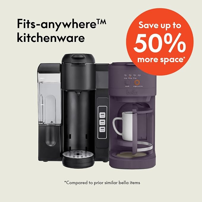 BELLA VersaBrew 2-in1 Coffee Maker, K-Cup compatible, Brew 3 Sizes Carafes & - Image 2
