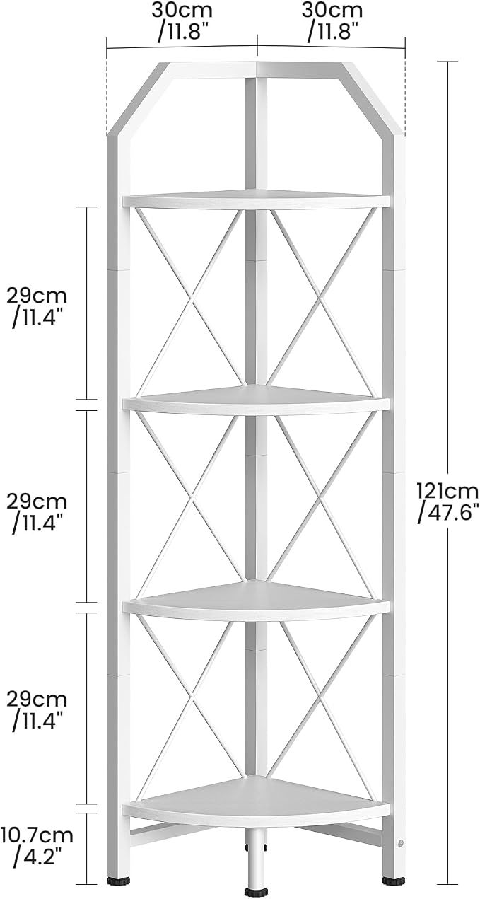 CHOEZON 4-Tier Corner Shelf, Industrial Corner Bookshelf, 47.6" Corner Storage - Image 2