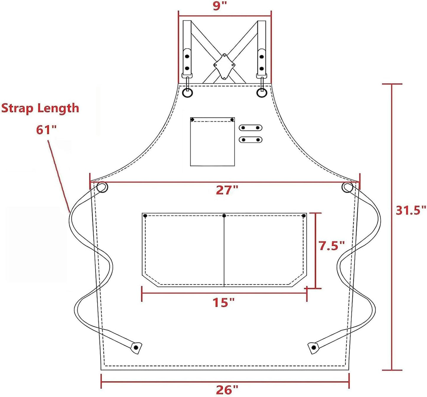 AFUN Chef Aprons for Men Women with Large Pockets, Cotton Canvas Cross Back Heavy Duty Adjustable Work Apron, Size M to XXL (Greygreen)