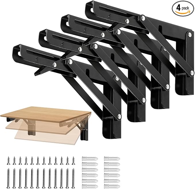 Folding Shelf Brackets 8 inch Foldable Shelf Bracket Heavy Duty Collapsible by Unknown