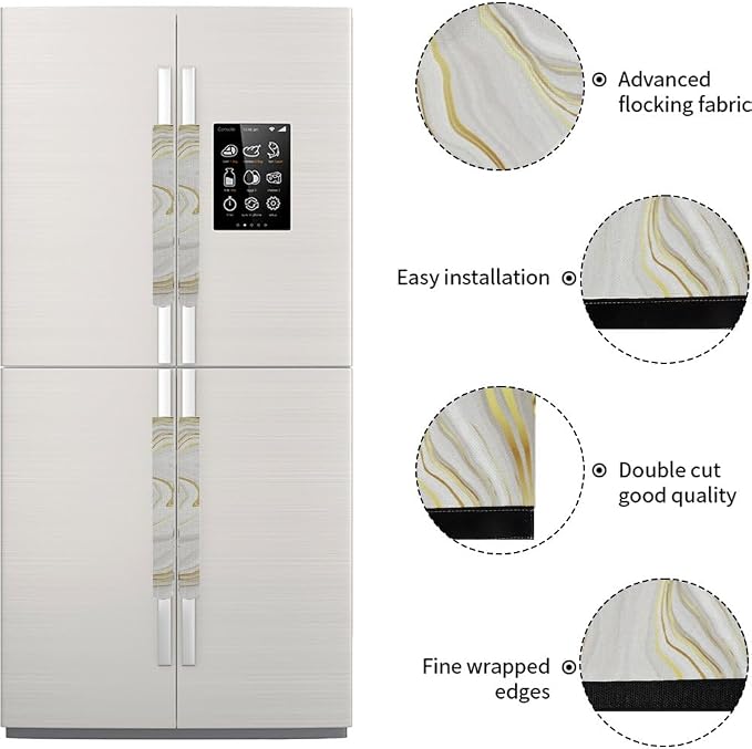 White Gold Marble Refrigerator Door Handle Cover, Kitchen Decor Fridge - Image 5