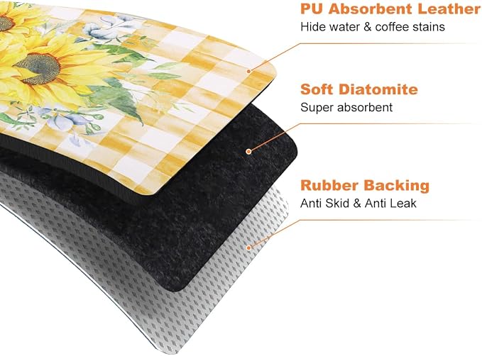 LOKHOM Dish Drying Mat for Kitchen Counter, Vintage Floral Dish Drainer Rack - Image 9