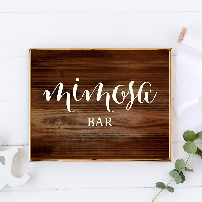 Andaz Press Wedding Party Signs, Rustic Wood Print, 8.5x11-inch, Mimosa Bar Sign - Image 2