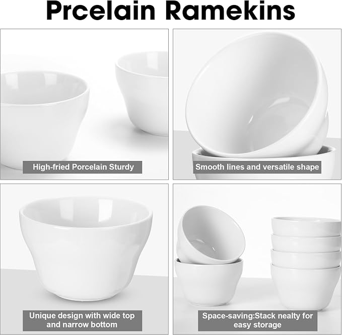 Suclain 24 Pack Porcelain Bowls Set Porcelain Bouillon Cups Small Dessert Bowls - Image 3