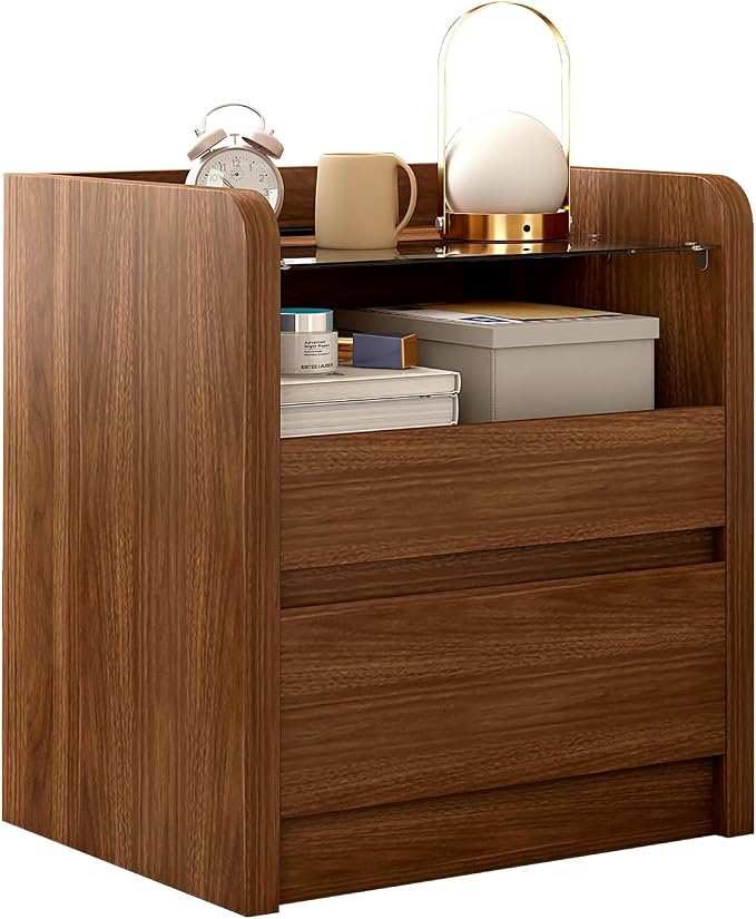 Messenya Modern Nightstand for Bedrooms, Mid-Century Storage Cabinet by Messenya