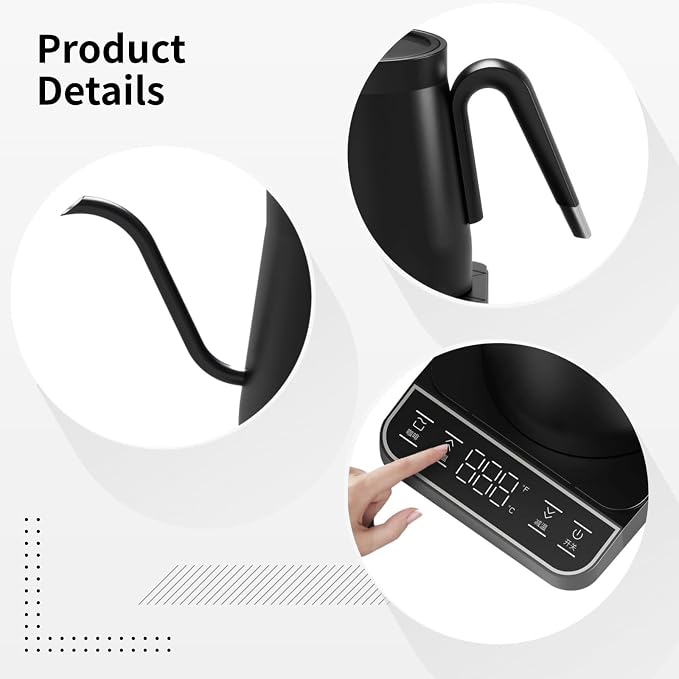 Gooseneck Electric Kettle with Temperature Control, 1L Stainless Steel Water - Image 5