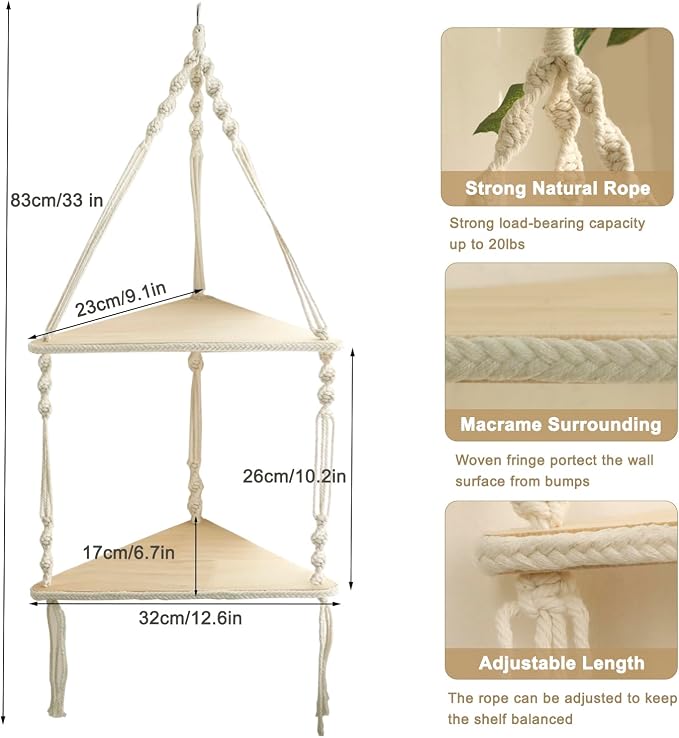 Artilady Macrame Corner Shelf Wall Hanging - Image 2
