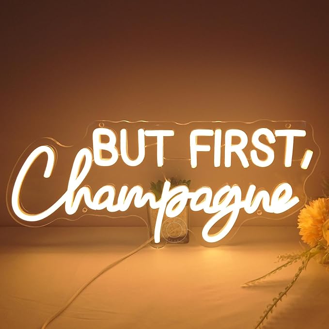 SYLHOME But First Champagne Led Neon Light Sign Home Bar Kitchen Man Cave Pub - Image 8