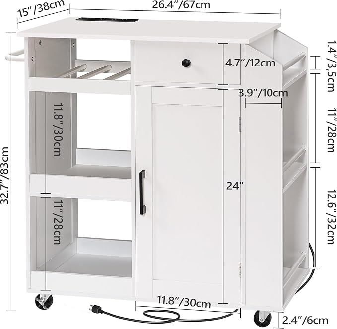 MAHANCRIS Kitchen Island with Power Outlet, Kitchen Storage Island with Drawer - Image 3
