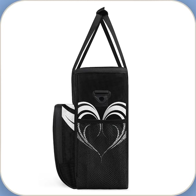 Black And White Heart Coffee Maker Carring Bag, Large Insulated Storage - Image 4