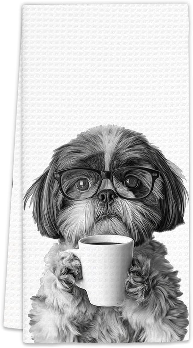 Shih Tzu Gifts Coffee Kitchen Towels, Gifts by FIicy