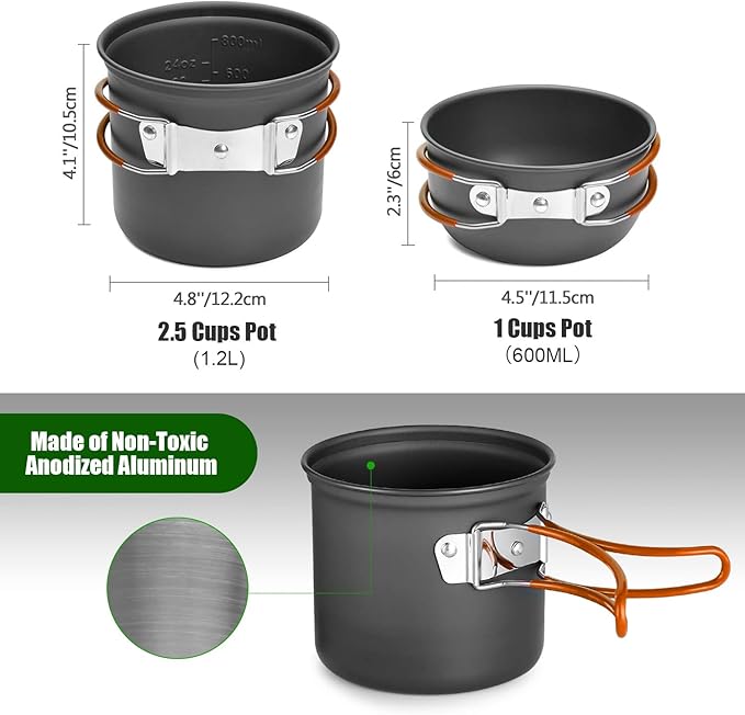 Odoland Camping Cookware Stove Carabiner Canister Stand Tripod and Stainless - Image 3