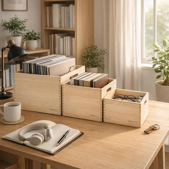 Set of 3 Large Wood Storage Crates, Fully Assembled, Seamless Dovetail - Image 7