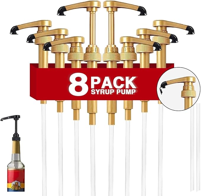 8 pcs Syrup Pumps with Cap to Avoid Dripping, Leak Proof Coffee Syrup Dispenser by DupakSYS