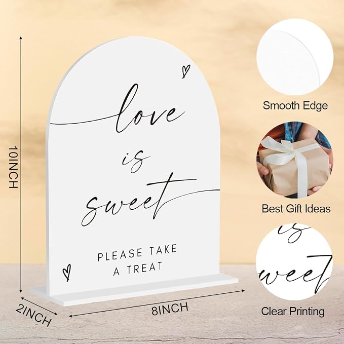 Love Is Sweet Take A Treat Acrylic Sign, Dessert Bar Dessert Table Sign - Image 2