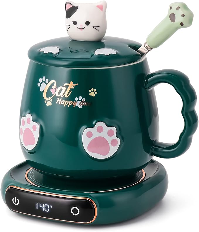 Bgbg Coffee Mug Warmer & Cute Cat Mug Set, Beverage Cup Warmer by Bgbg