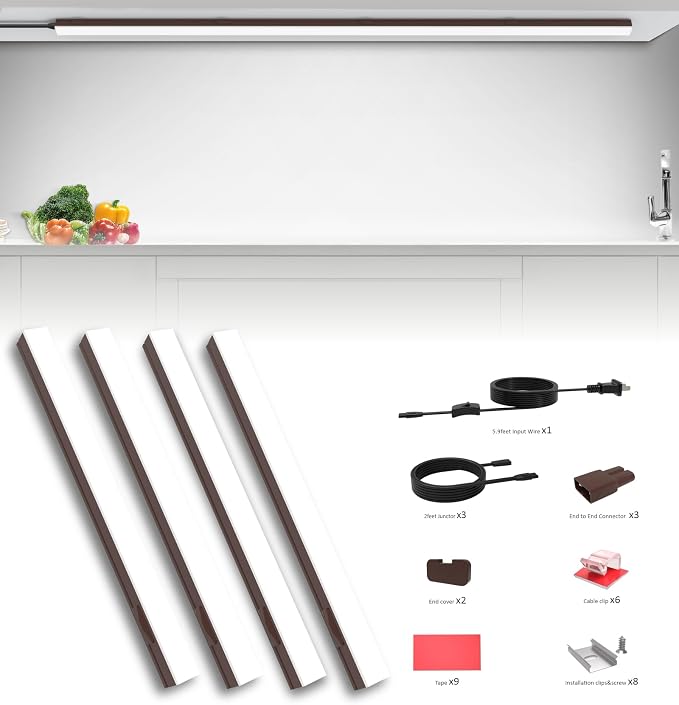 Leetdud Under Cabinet Lighting Plug in, 16 Inch 4 Pcs, Linkable AC120V 3CCT - Image 8