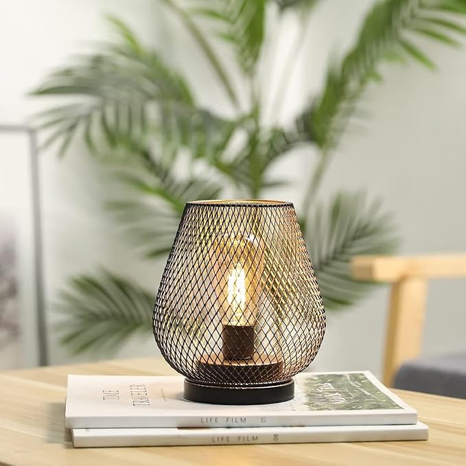 JHY DESIGN Metal Cage LED Lantern Battery Powered Cordless Accent Light - Image 2