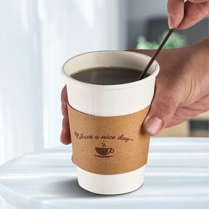LITOPAK 200 Packs Kraft Paper Coffee Cup Sleeves, Coffee Sleeves, Disposable - Image 4